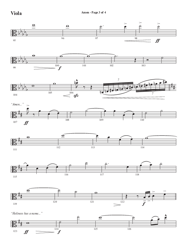 Amen (Choral Anthem SATB) Viola (Word Music Choral / Arr. David Wise / Orch. David Shipps)