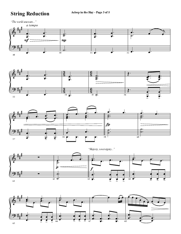Asleep In The Hay (Choral Anthem SATB) Synth Strings (Word Music Choral / Arr. David Wise)