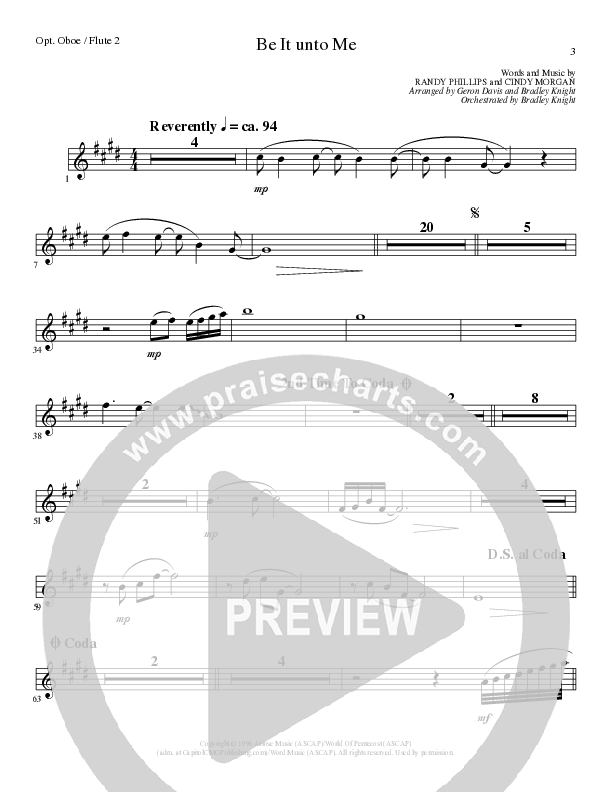 Be It Unto Me (Choral Anthem SATB) Oboe (Lillenas Choral / Arr. Geron Davis / Arr. Bradley Knight)