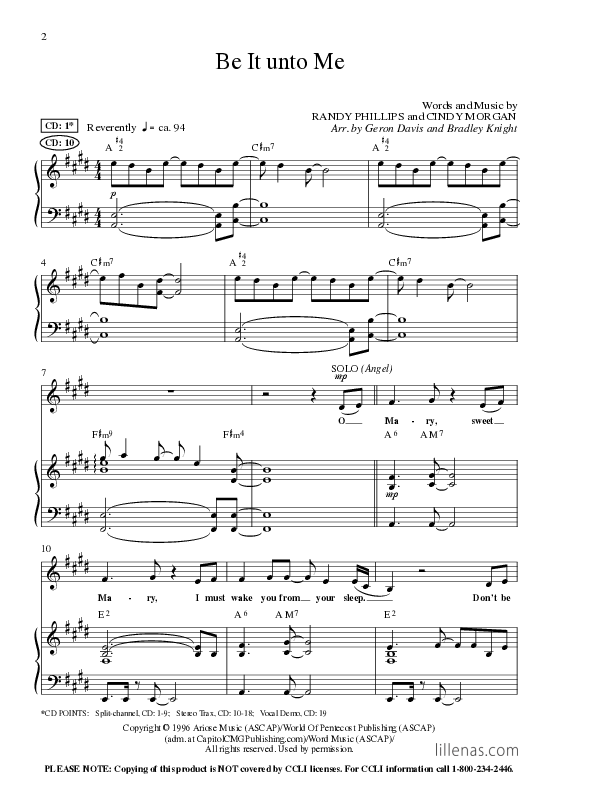 Be It Unto Me (Choral Anthem SATB) Anthem (SATB/Piano) (Lillenas Choral / Arr. Geron Davis / Arr. Bradley Knight)