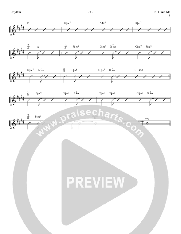 Be It Unto Me (Choral Anthem SATB) Rhythm Chart (Lillenas Choral / Arr. Geron Davis / Arr. Bradley Knight)