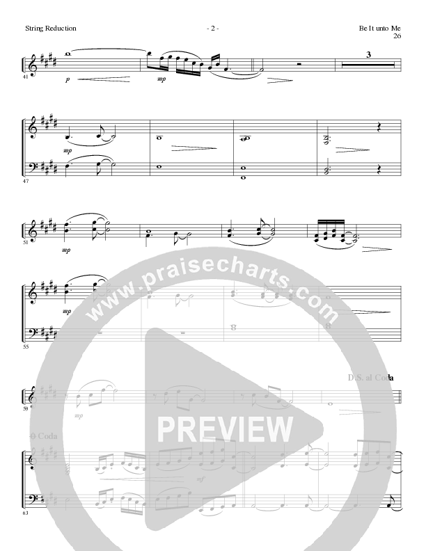 Be It Unto Me (Choral Anthem SATB) String Reduction (Lillenas Choral / Arr. Geron Davis / Arr. Bradley Knight)