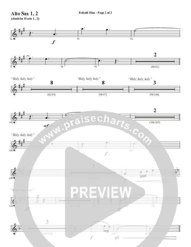 Behold Him (Choral Anthem SATB) Alto Sax 1/2 (Word Music Choral / Arr. Cliff Duren)