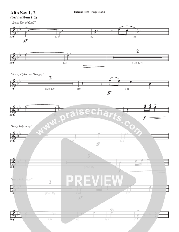 Behold Him (Choral Anthem SATB) Alto Sax 1/2 (Word Music Choral / Arr. Cliff Duren)