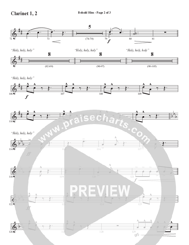 Behold Him (Choral Anthem SATB) Clarinet 1/2 (Word Music Choral / Arr. Cliff Duren)