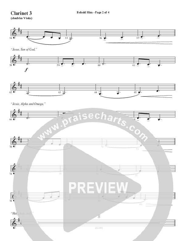 Behold Him (Choral Anthem SATB) Clarinet 3 (Word Music Choral / Arr. Cliff Duren)