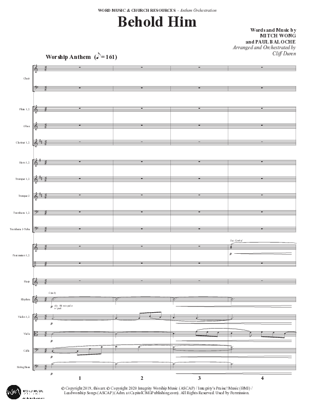 Behold Him (Choral Anthem SATB) Orchestration (Word Music Choral / Arr. Cliff Duren)