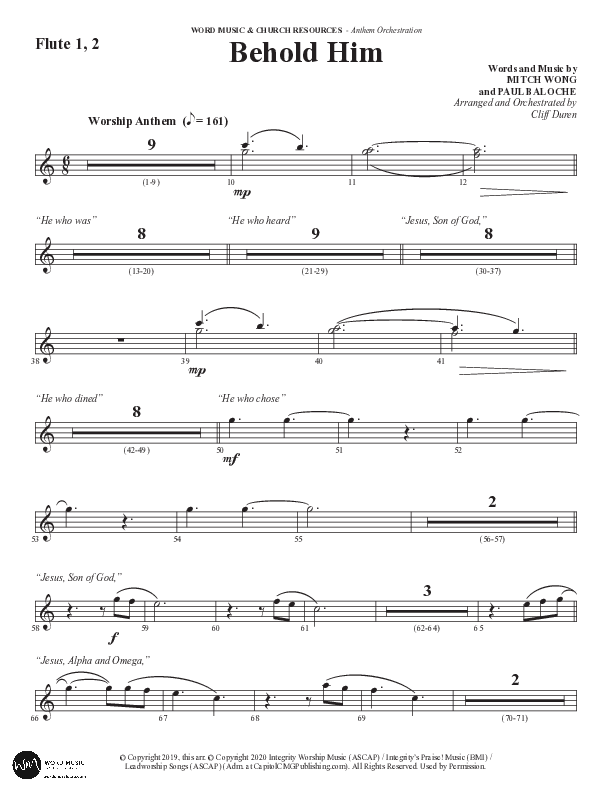 Behold Him (Choral Anthem SATB) Flute 1/2 (Word Music Choral / Arr. Cliff Duren)
