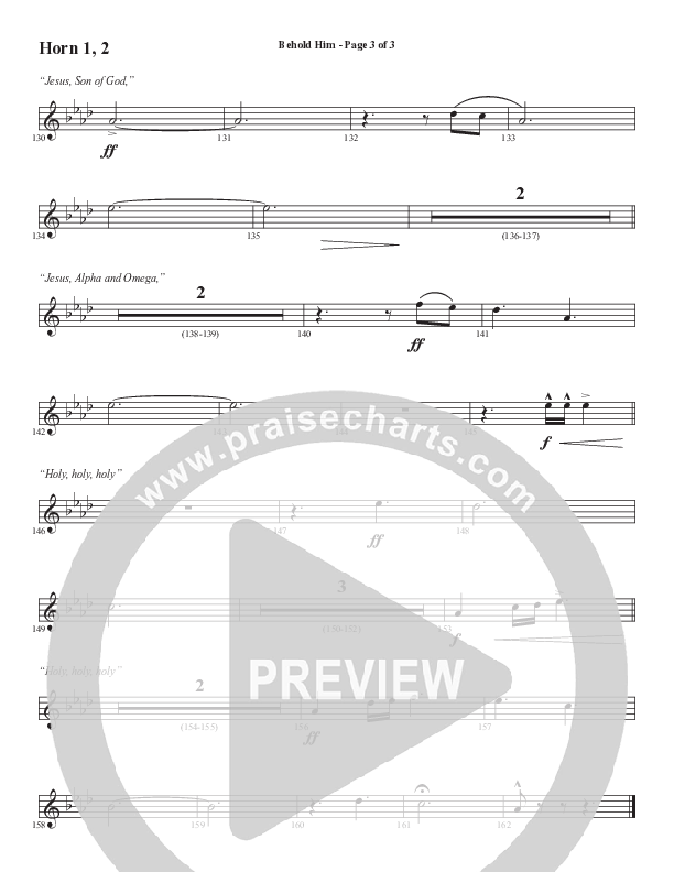 Behold Him (Choral Anthem SATB) French Horn 1/2 (Word Music Choral / Arr. Cliff Duren)