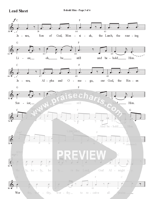 Behold Him (Choral Anthem SATB) Lead Sheet (Melody) (Word Music Choral / Arr. Cliff Duren)