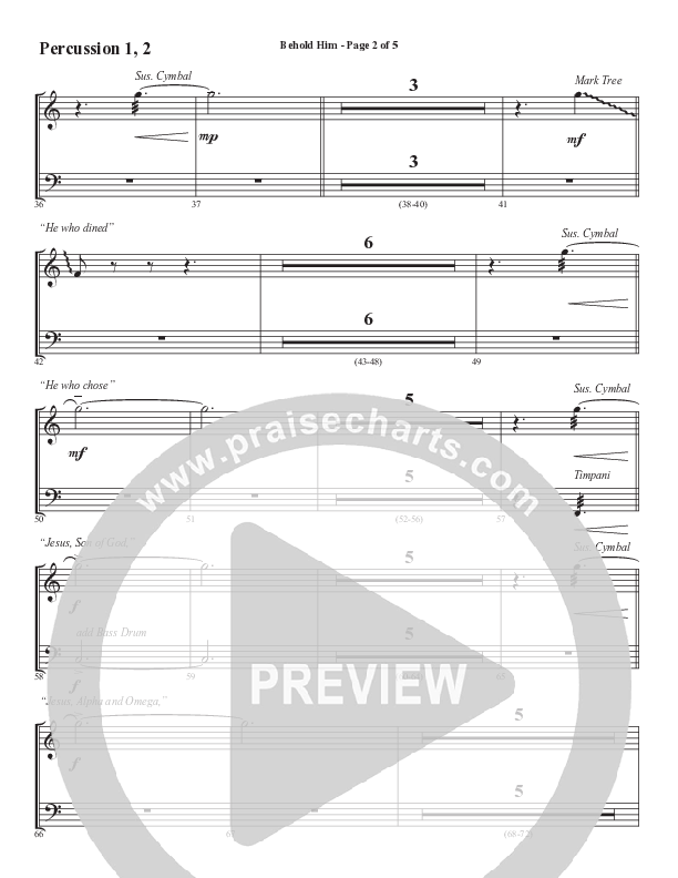 Behold Him (Choral Anthem SATB) Percussion 1/2 (Word Music Choral / Arr. Cliff Duren)