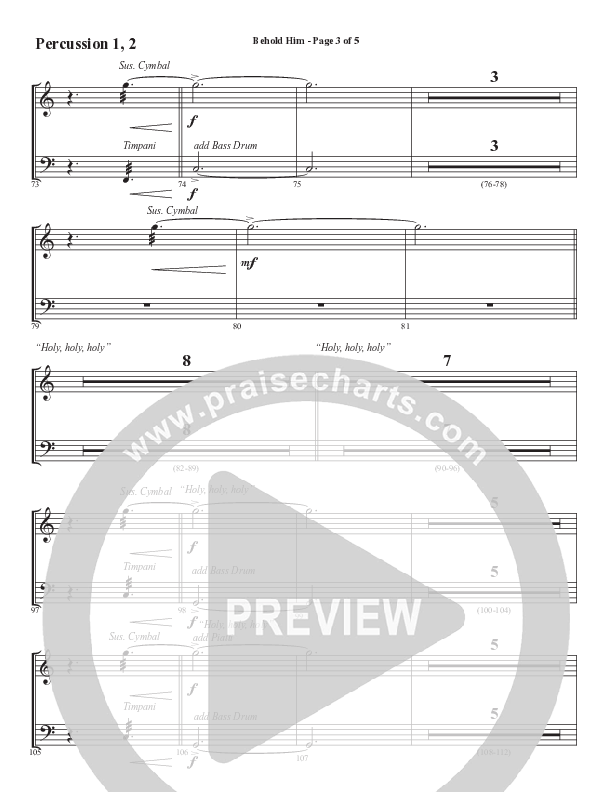 Behold Him (Choral Anthem SATB) Percussion 1/2 (Word Music Choral / Arr. Cliff Duren)