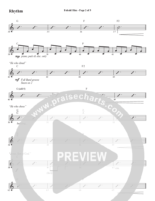 Behold Him (Choral Anthem SATB) Rhythm Chart (Word Music Choral / Arr. Cliff Duren)