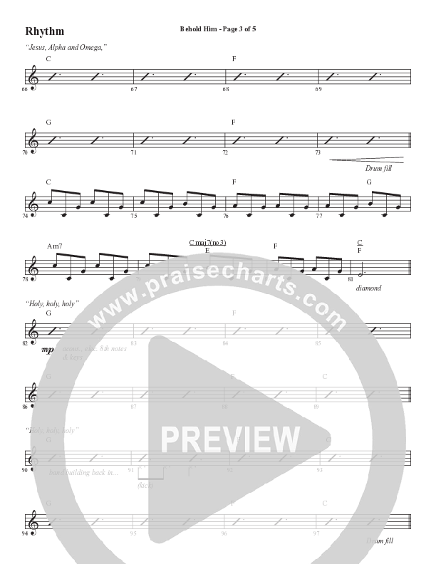 Behold Him (Choral Anthem SATB) Rhythm Chart (Word Music Choral / Arr. Cliff Duren)