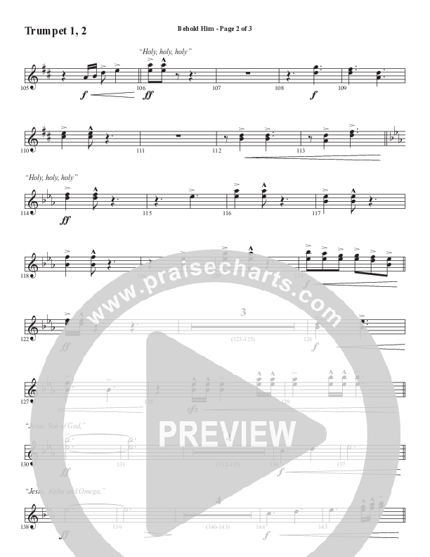 Behold Him (Choral Anthem SATB) Trumpet 1,2 (Word Music Choral / Arr. Cliff Duren)