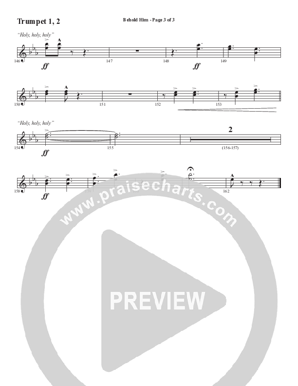 Behold Him (Choral Anthem SATB) Trumpet 1,2 (Word Music Choral / Arr. Cliff Duren)