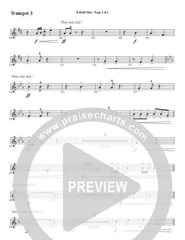Behold Him (Choral Anthem SATB) Trumpet 3 (Word Music Choral / Arr. Cliff Duren)