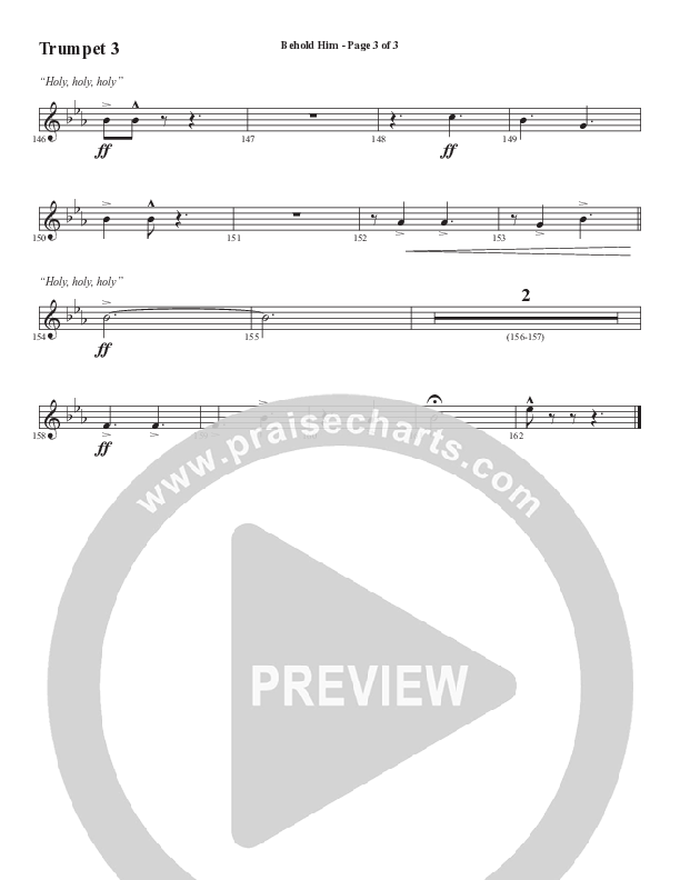 Behold Him (Choral Anthem SATB) Trumpet 3 (Word Music Choral / Arr. Cliff Duren)
