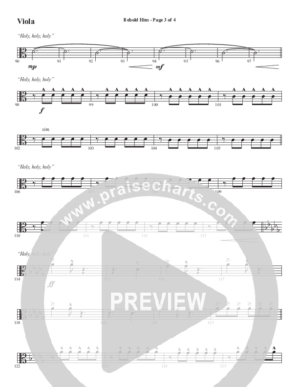 Behold Him (Choral Anthem SATB) Viola (Word Music Choral / Arr. Cliff Duren)