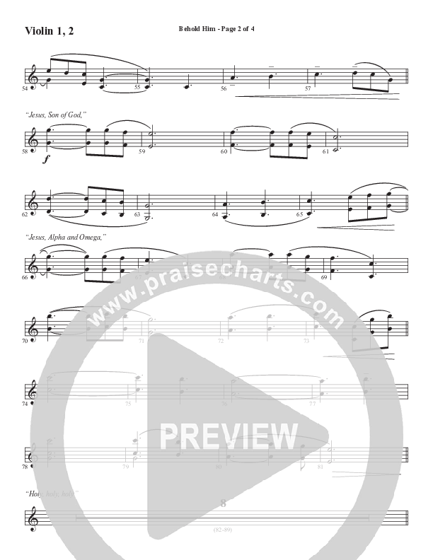 Behold Him (Choral Anthem SATB) Violin 1/2 (Word Music Choral / Arr. Cliff Duren)