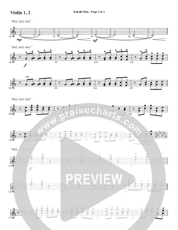 Behold Him (Choral Anthem SATB) Violin 1/2 (Word Music Choral / Arr. Cliff Duren)