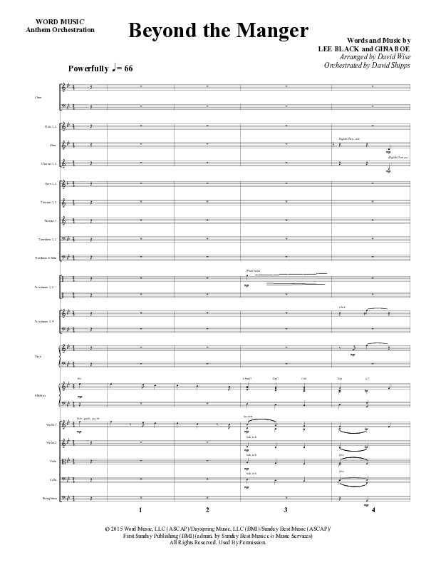 Beyond The Manger (Choral Anthem SATB) Orchestration (Word Music Choral / Arr. David Wise / Orch. David Shipps)