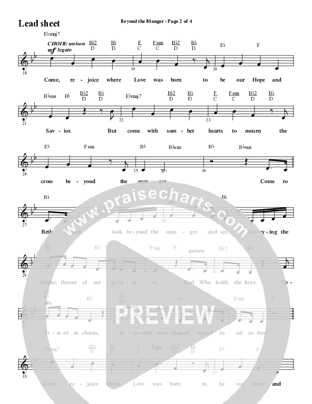 Beyond The Manger (Choral Anthem SATB) Lead Sheet (Melody) (Word Music Choral / Arr. David Wise / Orch. David Shipps)