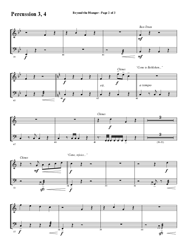Beyond The Manger (Choral Anthem SATB) Percussion (Word Music Choral / Arr. David Wise / Orch. David Shipps)