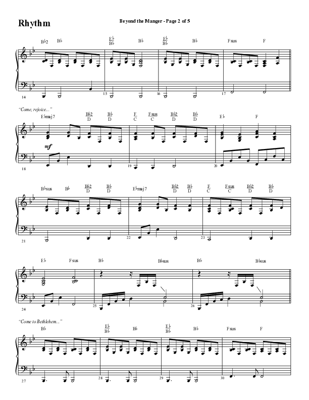 Beyond The Manger (Choral Anthem SATB) Rhythm Chart (Word Music Choral / Arr. David Wise / Orch. David Shipps)