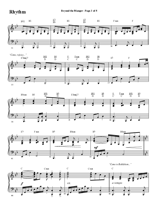 Beyond The Manger (Choral Anthem SATB) Rhythm Chart (Word Music Choral / Arr. David Wise / Orch. David Shipps)