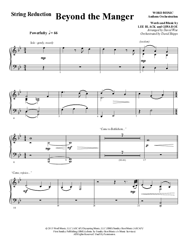 Beyond The Manger (Choral Anthem SATB) Synth Strings (Word Music Choral / Arr. David Wise / Orch. David Shipps)
