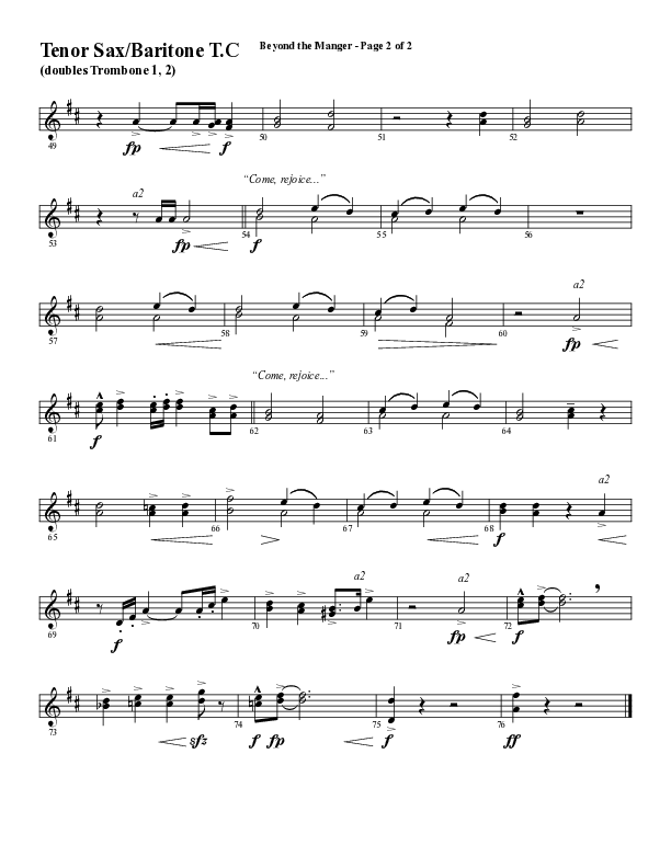 Beyond The Manger (Choral Anthem SATB) Tenor Sax/Baritone T.C. (Word Music Choral / Arr. David Wise / Orch. David Shipps)