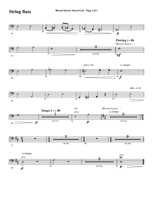 Blessed Savior Son Of God (Choral Anthem SATB) Double Bass (Word Music Choral / Arr. Phillip Keveren)