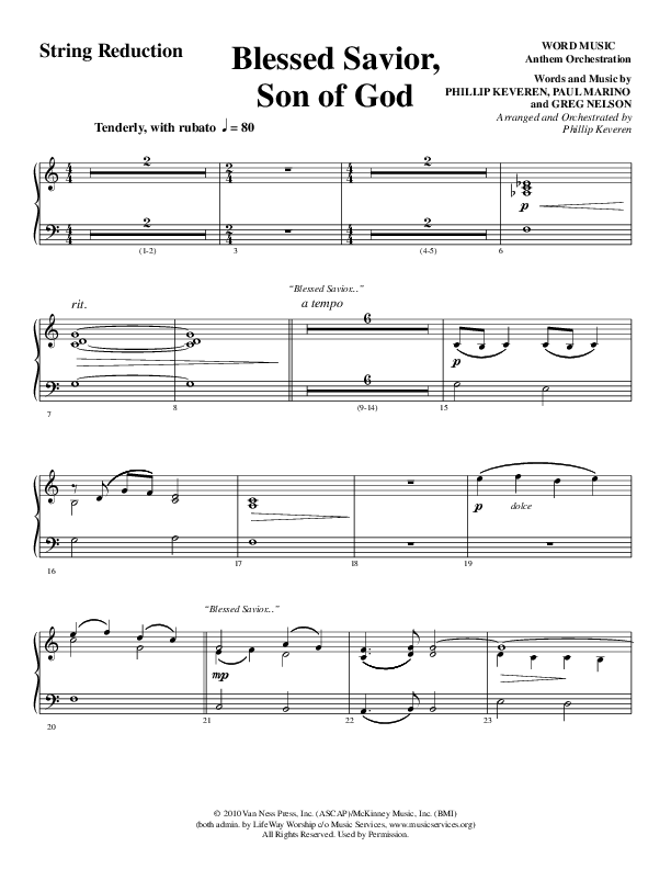 Blessed Savior Son Of God (Choral Anthem SATB) Synth Strings (Word Music Choral / Arr. Phillip Keveren)