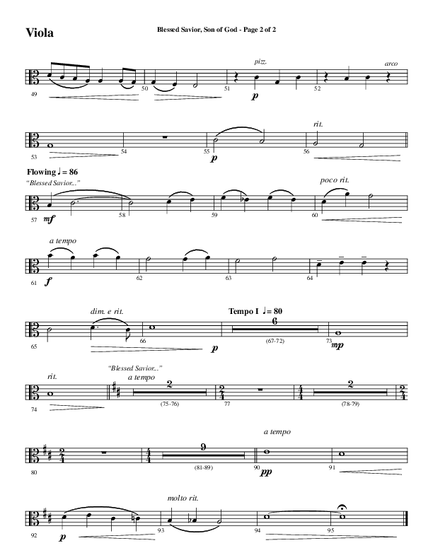 Blessed Savior Son Of God (Choral Anthem SATB) Viola (Word Music Choral / Arr. Phillip Keveren)