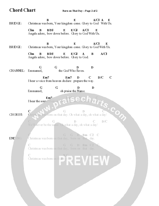 Born On That Day (Choral Anthem SATB) Chord Chart (Word Music Choral / Arr. Daniel Semsen)
