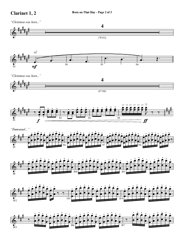 Born On That Day (Choral Anthem SATB) Clarinet 1/2 (Word Music Choral / Arr. Daniel Semsen)