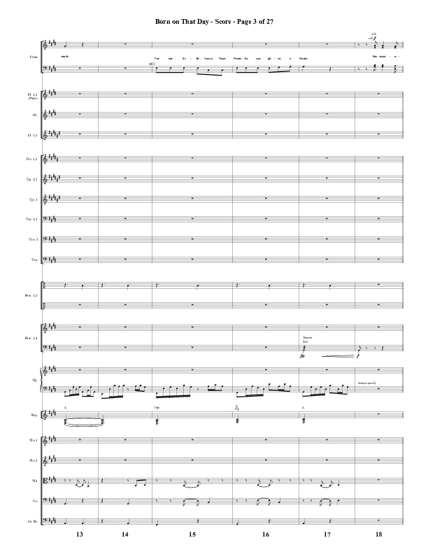 Born On That Day (Choral Anthem SATB) Orchestration (Word Music Choral / Arr. Daniel Semsen)
