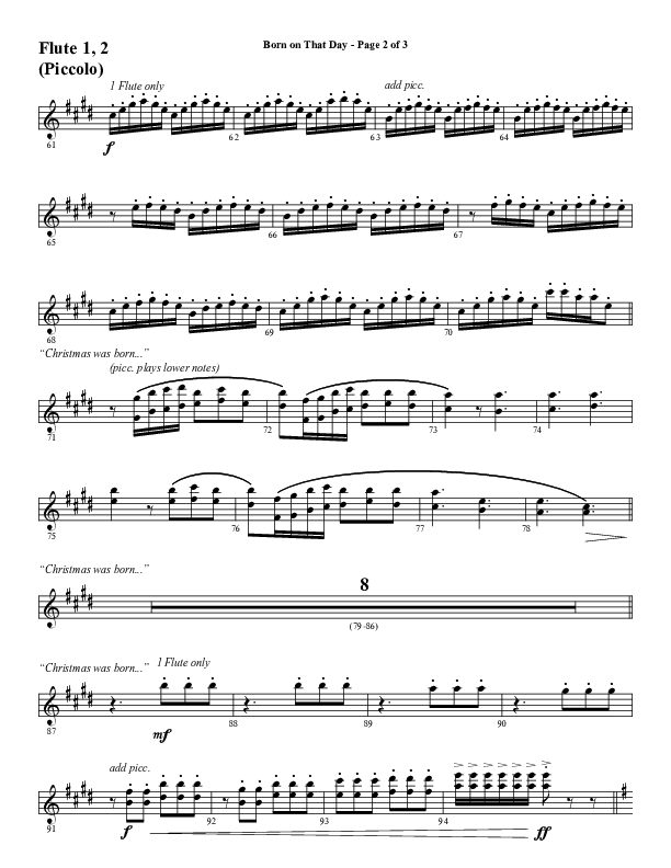 Born On That Day (Choral Anthem SATB) Flute 1/2 (Word Music Choral / Arr. Daniel Semsen)