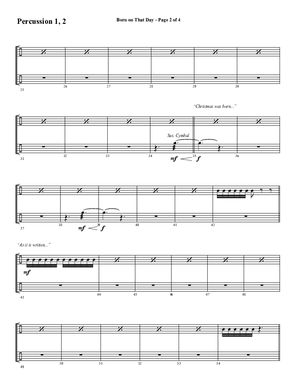Born On That Day (Choral Anthem SATB) Percussion 1/2 (Word Music Choral / Arr. Daniel Semsen)