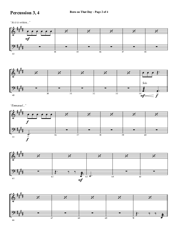 Born On That Day (Choral Anthem SATB) Percussion (Word Music Choral / Arr. Daniel Semsen)
