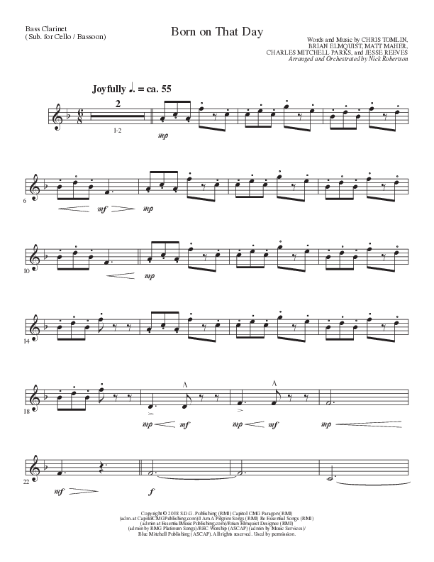 Born On That Day (Choral Anthem SATB) Bass Clarinet (Lillenas Choral / Arr. Nick Robertson)