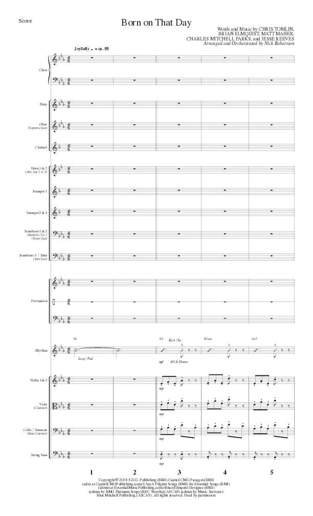 Born On That Day (Choral Anthem SATB) Orchestration (Lillenas Choral / Arr. Nick Robertson)