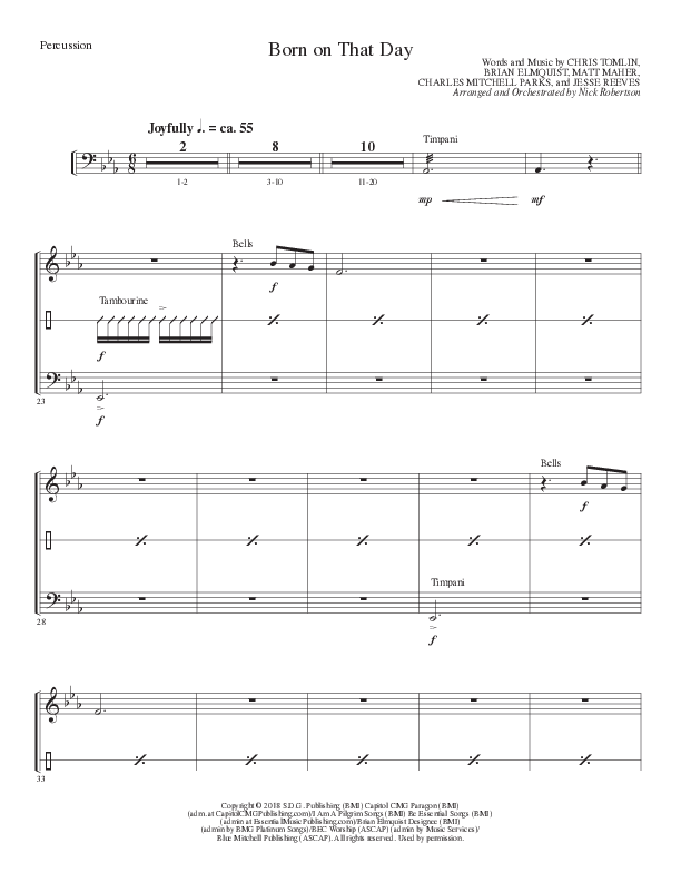 Born On That Day (Choral Anthem SATB) Percussion (Lillenas Choral / Arr. Nick Robertson)