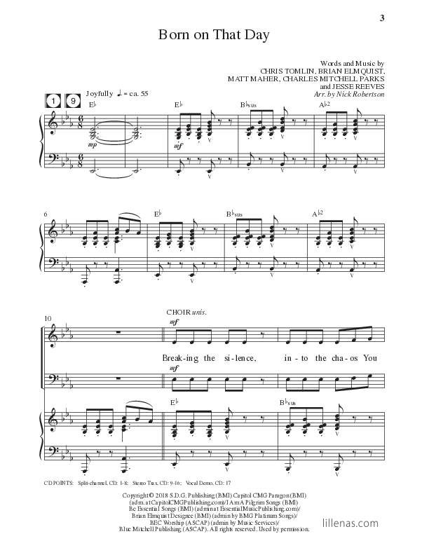 Born On That Day (Choral Anthem SATB) Anthem (SATB/Piano) (Lillenas Choral / Arr. Nick Robertson)