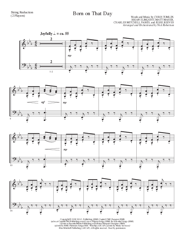Born On That Day (Choral Anthem SATB) String Reduction (Lillenas Choral / Arr. Nick Robertson)