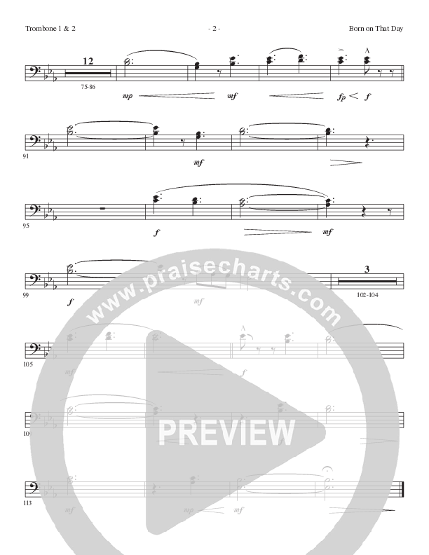 Born On That Day (Choral Anthem SATB) Trombone 1/2 (Lillenas Choral / Arr. Nick Robertson)