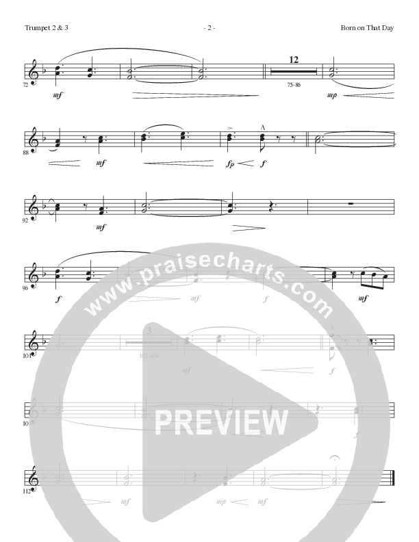 Born On That Day (Choral Anthem SATB) Trumpet 2/3 (Lillenas Choral / Arr. Nick Robertson)