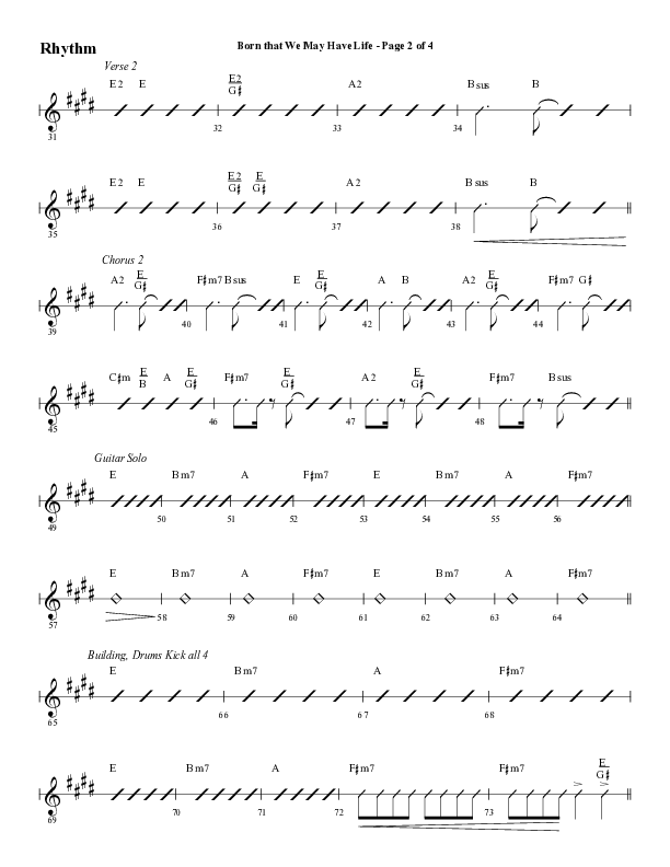Born That We May Have Life (Choral Anthem SATB) Rhythm Chart (Word Music Choral / Arr. Bradley Knight)