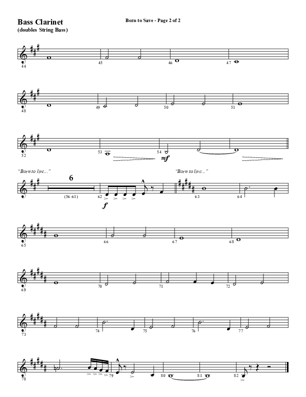 Born To Save (Choral Anthem SATB) Bass Clarinet (Word Music Choral / Arr. Marty Hamby)